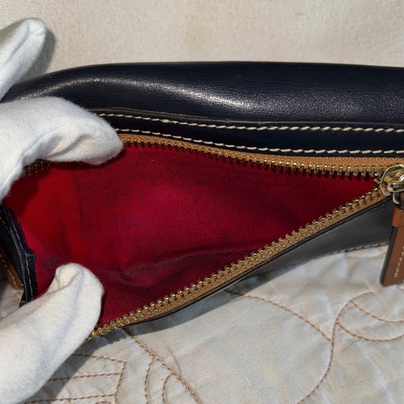 Dooney & Bourke Dark Blue Wallet with Brown Trim - Picture 4 of 5